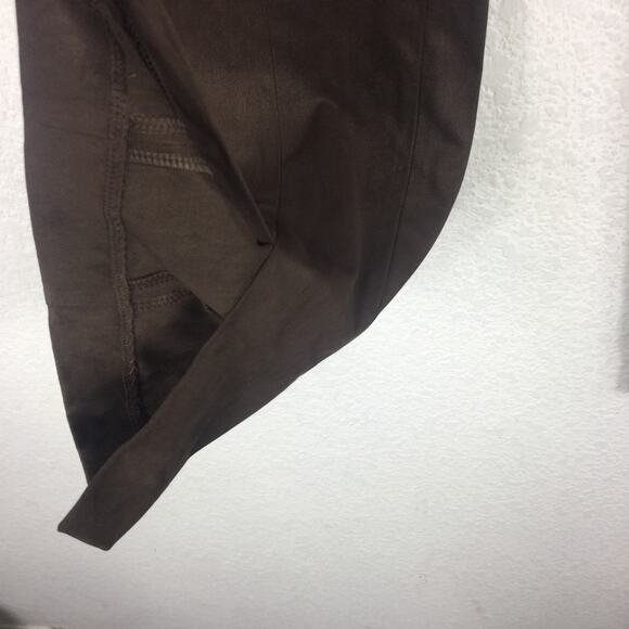 Good American Chocolate Brown Faux Suede Pant Size 8 Boss Split Hem Straight Leg - Picture 13 of 16
